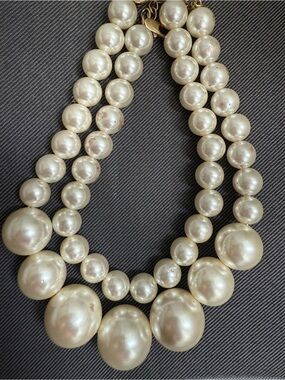 Zara Cream Pearl Double-Strand Statement Necklace